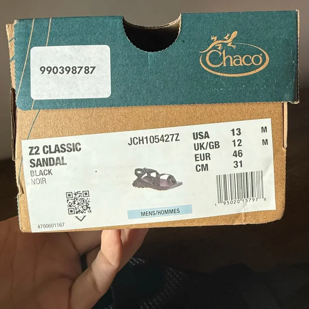 NWT Chaco Men’s Z2 Classic Black Outdoor Hiking Sandals-‎ Size 13M